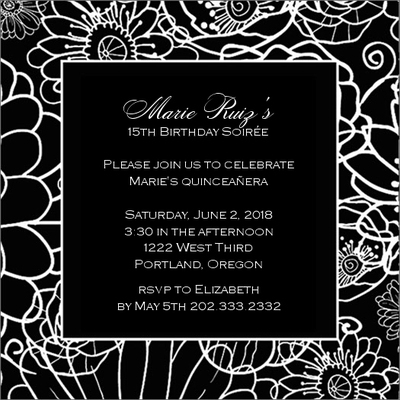 Black Elegant Floral Invitations